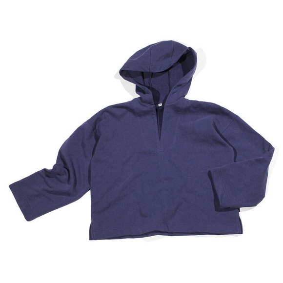 Ilana Kohn French terry Opie pullover v neck hoodie blue size medium - Picture 2 of 4